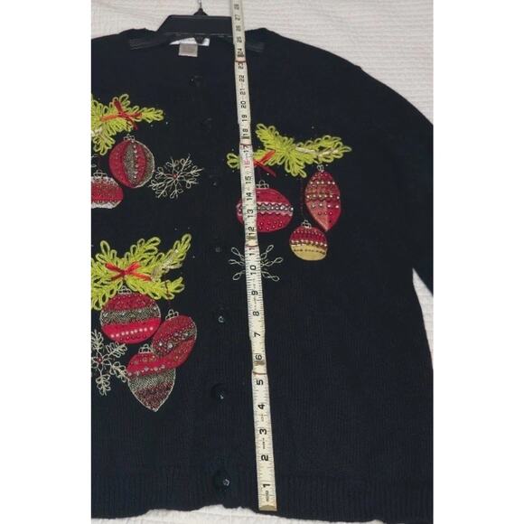 Vintage Draper's & Damon's Christmas Holiday Sweater Size Large Ornaments Wow - Picture 4 of 4
